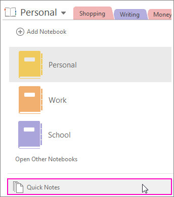 Microsoft OneNote - Tous classés