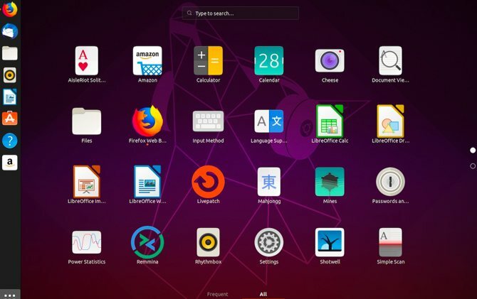 Interface de bureau Ubuntu