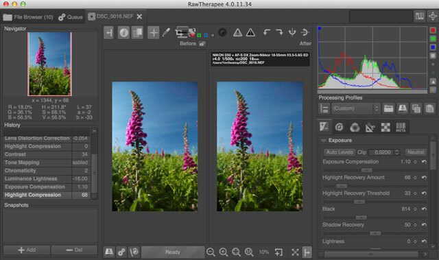 Les meilleurs processeurs d'images RAW gratuits pour Mac OS X rawtherapee1