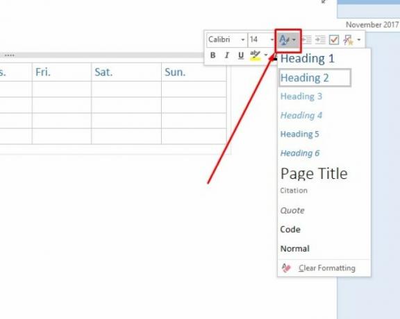 créer un modèle de calendrier onenote