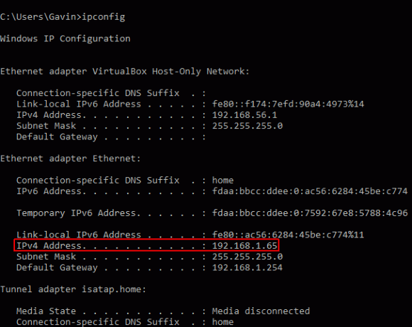 windows 10 ipconfig