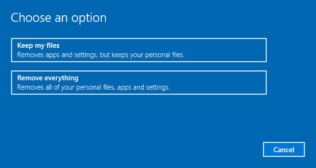 options de restauration du système