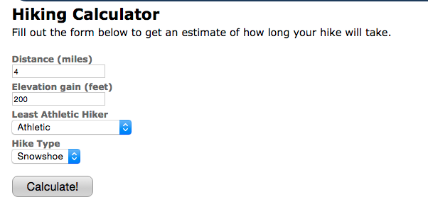 calculateur de randonnées