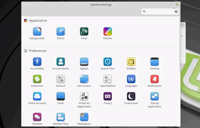 paramètres système linux mint