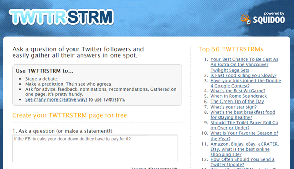 6 applications Web Twitter pour poser des questions à une foule Twitter twttrstrm