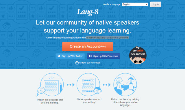 Site Web d'apprentissage en ligne - Lang-8