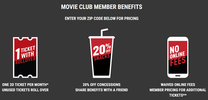 Alternatives à MoviePass - Cinemark Movie Club