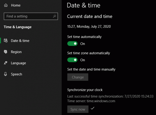 Horloge automatique Windows 10