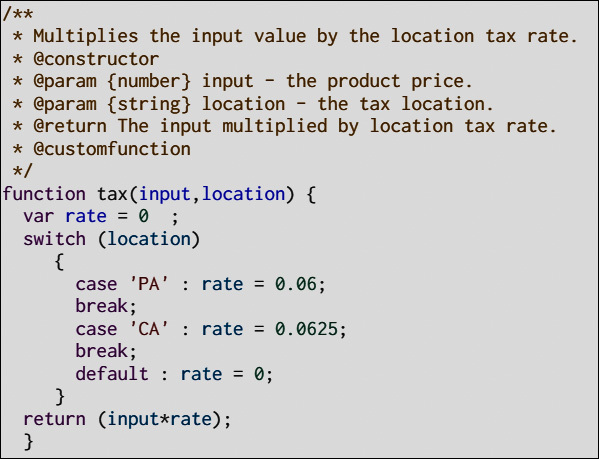 Sheets-JSDOC-exmaple