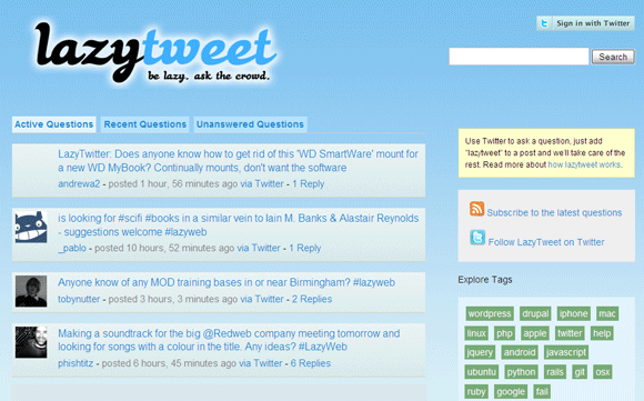 6 applications Web Twitter pour poser des questions à une foule Twitter lazytweet