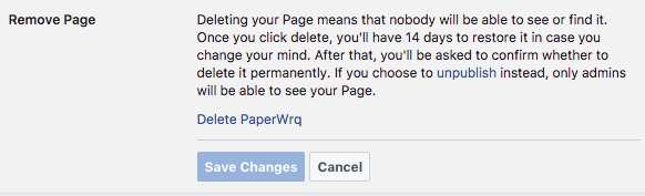 Comment supprimer une page d'entreprise Facebook Facebook Delete Page 1