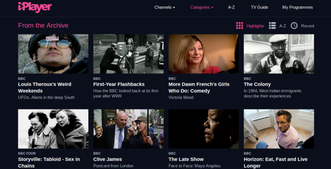 Le BBC iPlayer ajoute d'anciennes émissions de l'archive à partir de la capture d'écran de l'archive