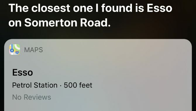 Siri cherche la station-service la plus proche