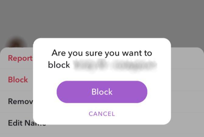 Comment bloquer quelqu'un sur Snapchat Press Block