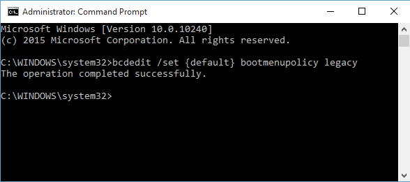 Invite de commandes Windows 10 BCDEdit