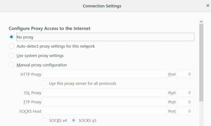 paramètres de connexion proxy