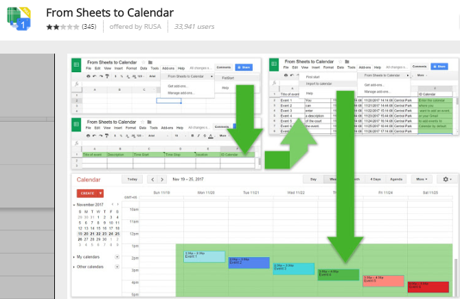 modules complémentaires google sheets - Feuilles de calendrier