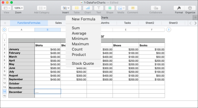 Formules rapides en chiffres sur Mac