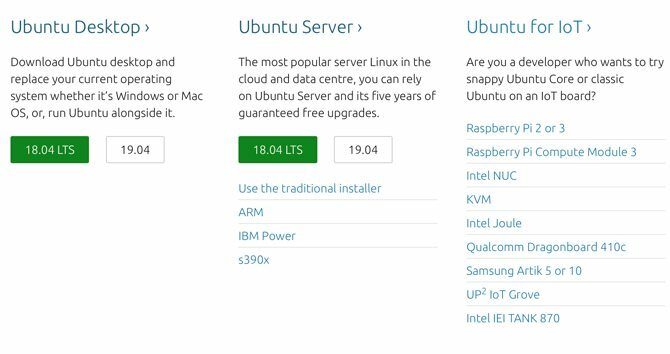 Différents téléchargements Ubuntu