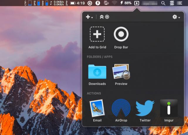 dropzone-Mac Apps Barre de menus