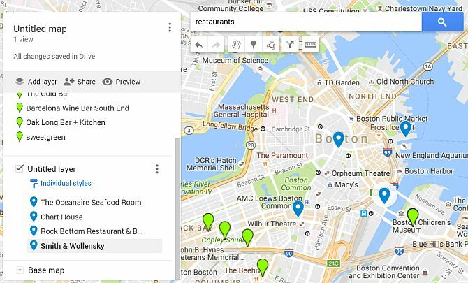 Restaurants Google Maps Layer