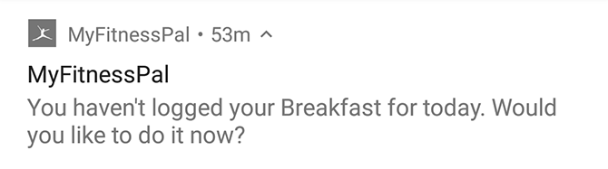 notification myfitnesspal