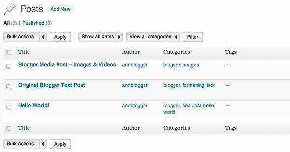 Blogger vers WordPress, WordPress vers Blogger - Changer de blog Testé les résultats wp x