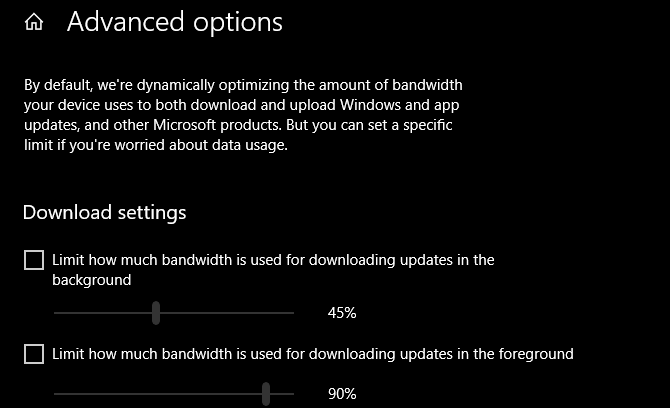 Utilisation de la bande passante de mise à jour de Windows 10