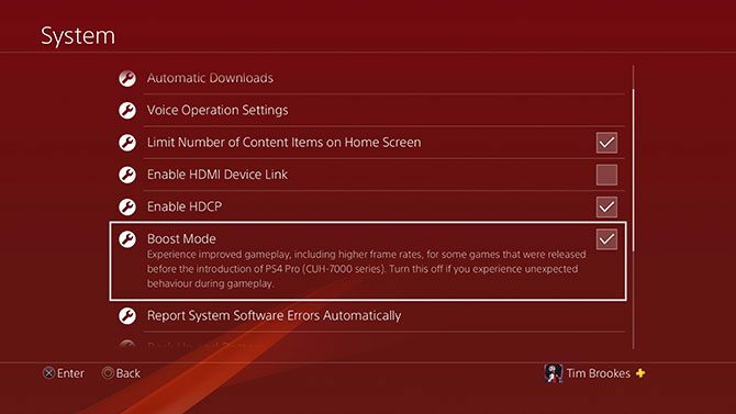Mode Boost PS4 Pro