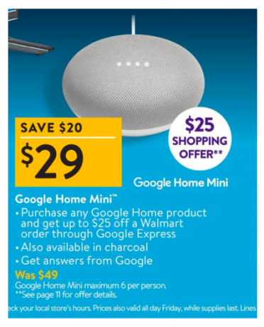 Meilleures offres du Black Friday de Walmart Walmart Google Home Mini Black Friday