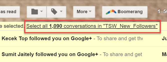 Sélectionnez les conversations dans Gmail