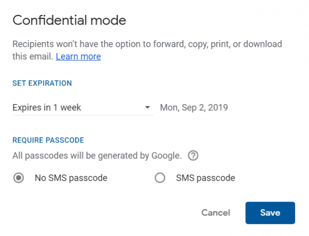 Mode confidentiel de Gmail