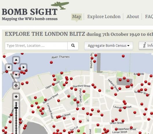 carte des bombes larguées sur londres seconde guerre mondiale