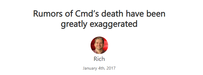 Blog Microsoft nous assurant que CMD n'est pas mort.