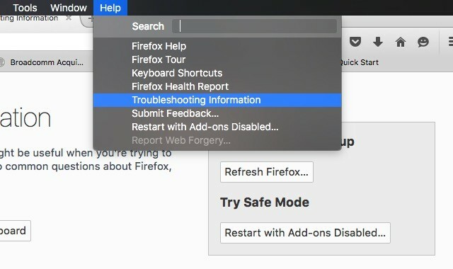 option de réinitialisation de Firefox