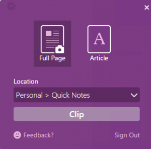 Envoyer à OneNote depuis Chrome