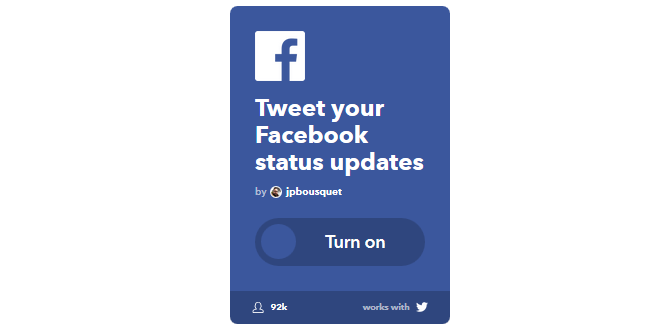 Le guide IFTTT ultime: utilisez l'outil le plus puissant du Web comme un pro 29IFTTT TweetFBStatusUpdates