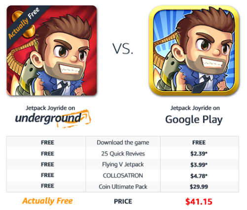 Google Play contre Amazon Appstore: quel est le meilleur? jetpack joyride amazon