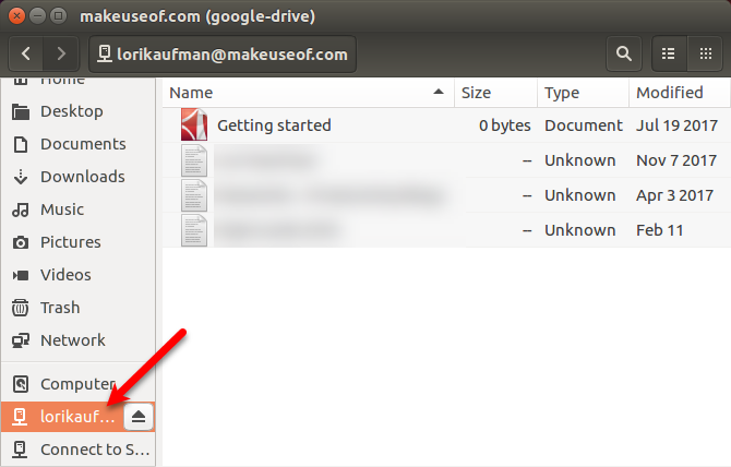 Montage de Google Drive dans Nautilus