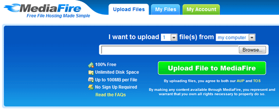 MediaFire - Stockage illimité de fichiers