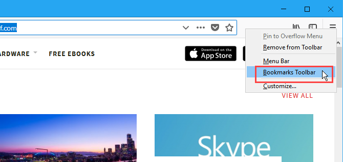Afficher la barre d'outils des signets dans Firefox