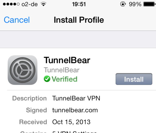 Configurer un VPN sur votre iPhone en quelques minutes avec Tunnelbear tunnelbear5