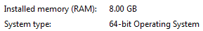 Informations système RAM installée