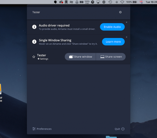 capture d'écran de l'application airtame mac