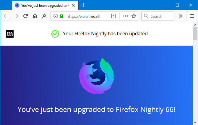 Capture d'écran de Firefox Nightly