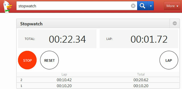 Chronomètre DuckDuckGo