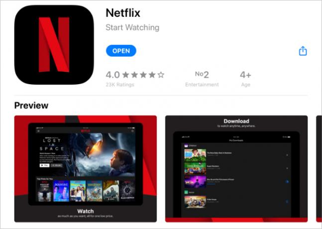 Netflix dans l'App Store