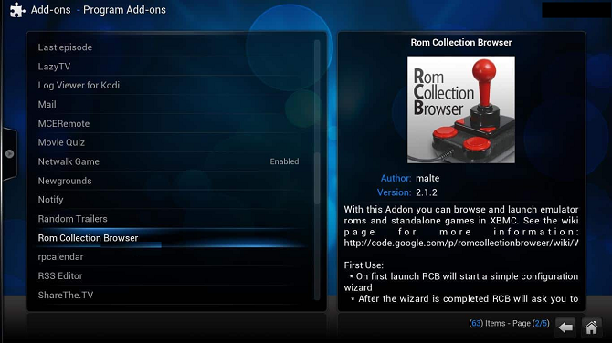 installer le navigateur de collection rom kodi