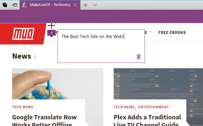 Tapez une note sur une page Web dans Edge