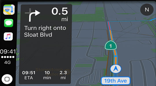 navigation par satellite Apple Carplay